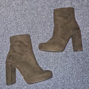 Boots Chocolate Suede Heeled Ankle Boots